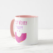 Niedlich Kawaii Donut Worry Be Happy Donut Tasse (Vorderseite Links)