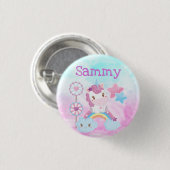 Niedlich Kawaii Dreamy Unicorn Regenbogenwolke Button (Vorne & Hinten)