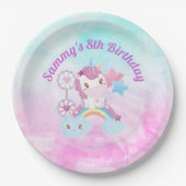 Niedlich Kawaii Dreamy Unicorn Regenbogenwolke Geb Pappteller (Vorderseite)