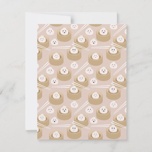 Niedlich Kawaii Dumplings Steamer Chopsticks Dankeskarte (Rückseite)