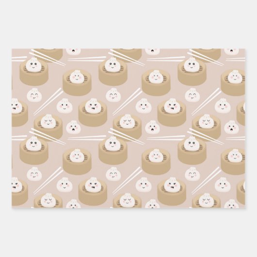 Niedlich Kawaii Dumplings Steamer Chopsticks Geschenkpapier Set (Vorderseite)