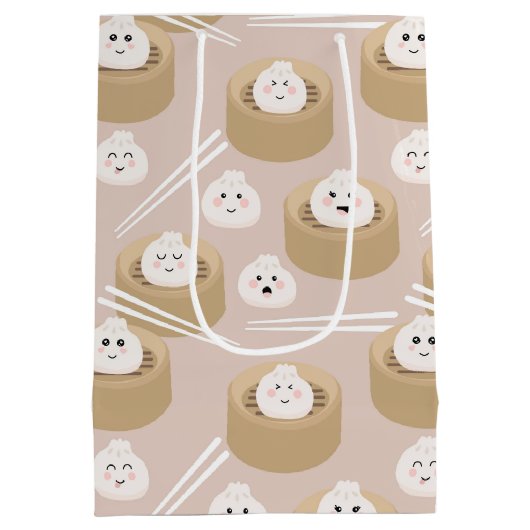 Niedlich Kawaii Dumplings Steamer Chopsticks Mittlere Geschenktüte (Rückseite)