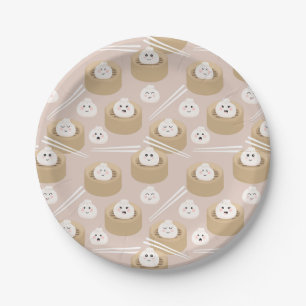 Niedlich Kawaii Dumplings Steamer Chopsticks Pappteller