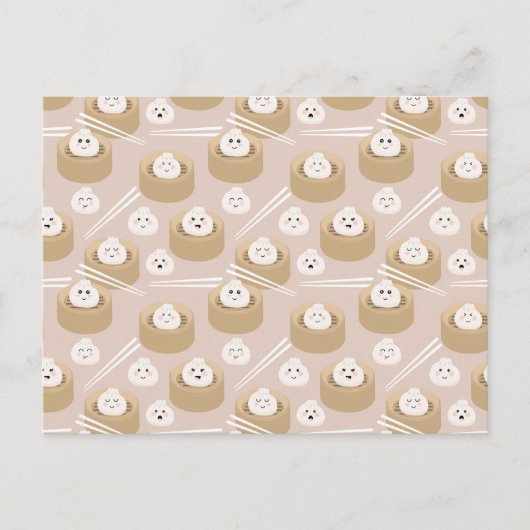 Niedlich Kawaii Dumplings Steamer Chopsticks Postkarte (Vorderseite)