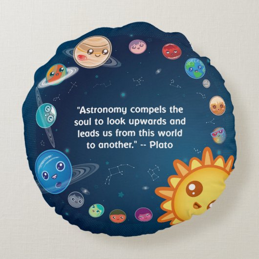 Niedlich Kawaii Dwarf Planet Ceres Rundes Kissen (Rückseite)