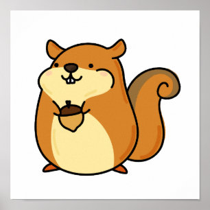 Niedlich Kawaii-Eichhörnchen Poster