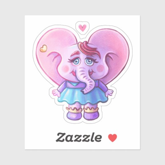 Niedlich Kawaii Elephant Girl Sticker (Blatt)