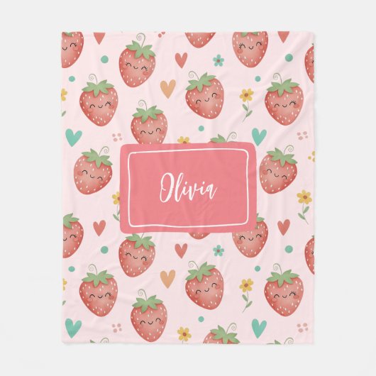 Niedlich Kawaii Erdbeeren Fleecedecke (Vorderseite)