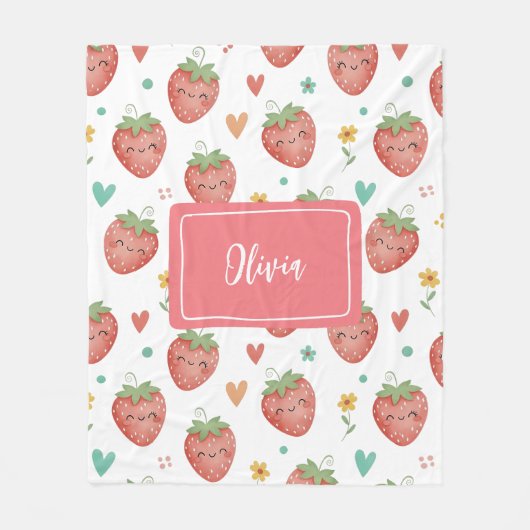 Niedlich Kawaii Erdbeeren Fleecedecke (Vorderseite)