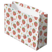 Niedlich Kawaii Erdbeeren Große Geschenktüte (Rückseite Schrägansicht)
