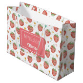 Niedlich Kawaii Erdbeeren Große Geschenktüte (Vorderseite Schrägansicht)