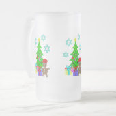 Niedlich Kawaii Face Christmas Tree Scene, ZSG Mattglas Bierglas (Vorderseite Links)