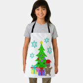 Niedlich Kawaii Face Christmas Tree Scene, ZSSD Schürze (Insitu)