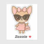 Niedlich Kawaii Fashionista Chihuahua Dog Kiss Cut Aufkleber (Blatt)