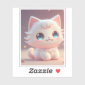 Niedlich Kawaii Fluffy White Cat Aufkleber (Blatt)