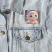 Niedlich Kawaii Fluffy White Cat Button (Beispiel)