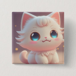 Niedlich Kawaii Fluffy White Cat Button
