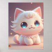 Niedlich Kawaii Fluffy White Cat Poster (Vorne)