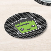Niedlich Kawaii Frankenstein Monster Halloween-Par Runder Pappuntersetzer (Angewinkelt)