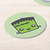 Niedlich Kawaii Frankenstein Monster Halloween-Par Runder Pappuntersetzer (Angewinkelt)