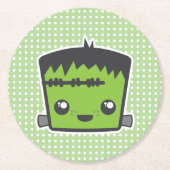Niedlich Kawaii Frankenstein Monster Halloween-Par Runder Pappuntersetzer (Vorderseite)