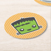Niedlich Kawaii Frankenstein Monster Halloween-Par Runder Pappuntersetzer (Angewinkelt)
