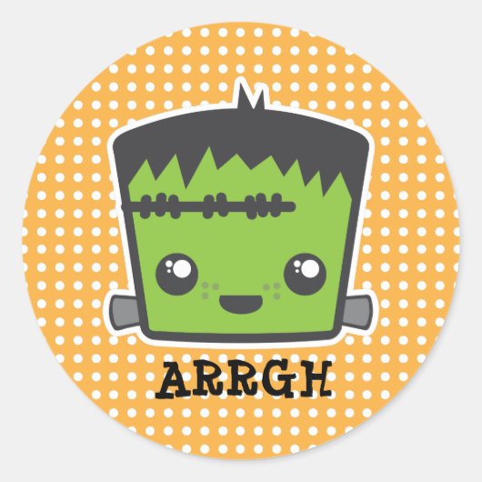 Niedlich Kawaii Frankenstein Monster Halloween Runder Aufkleber (Vorderseite)
