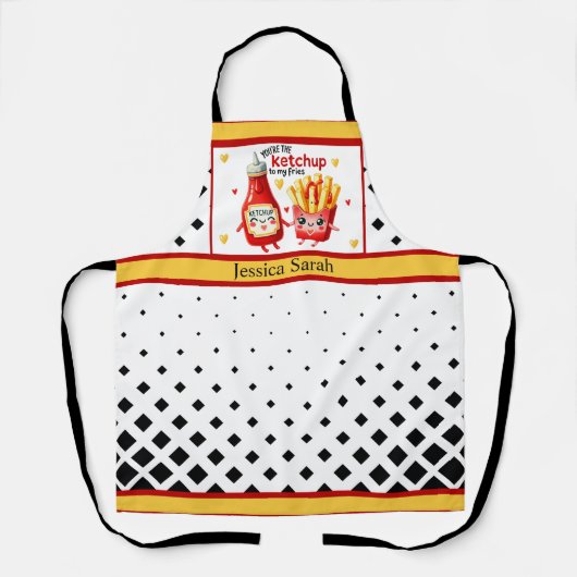 Niedlich Kawaii French Fries und Ketchup Schürze (Vorderseite)