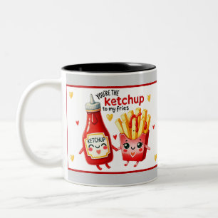 Niedlich Kawaii French Fries und Ketchup Zweifarbige Tasse