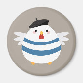 Niedlich Kawaii French Hen Illustration Magnet (Vorne)