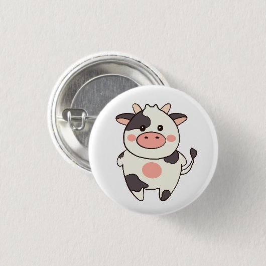 Niedlich Kawaii Friendly Cow Button (Vorne & Hinten)