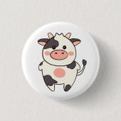 Niedlich Kawaii Friendly Cow Button (Vorderseite)
