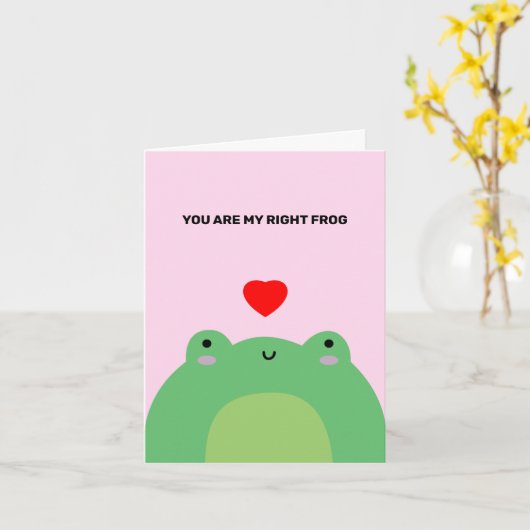 Niedlich Kawaii Frog Rotes Herz Mr Right Toad Lieb Karte (Gelbe Blume)