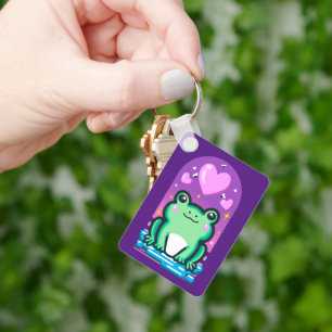 Niedlich Kawaii Froggie Frog & Hearts Schlüsselanhänger
