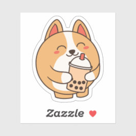 Niedlich Kawaii Funny Corgi Dog Boba Aufkleber