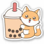Niedlich Kawaii Funny Fox Boba Bubble Tee Aufkleber (Vorderseite)