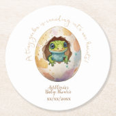 Niedlich Kawaii Gecko Lizard Egg Babydusche Runder Pappuntersetzer (Vorderseite)