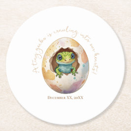 Niedlich Kawaii Gecko Lizard Egg Babydusche Runder Pappuntersetzer