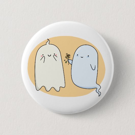 Niedlich Kawaii Ghost Couple Button (Vorderseite)