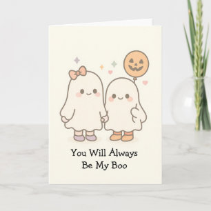 Niedlich Kawaii Ghost Couple Halloween Karte