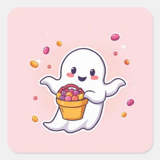 Niedlich Kawaii Ghost Halloween Candy Sticker (Vorderseite)