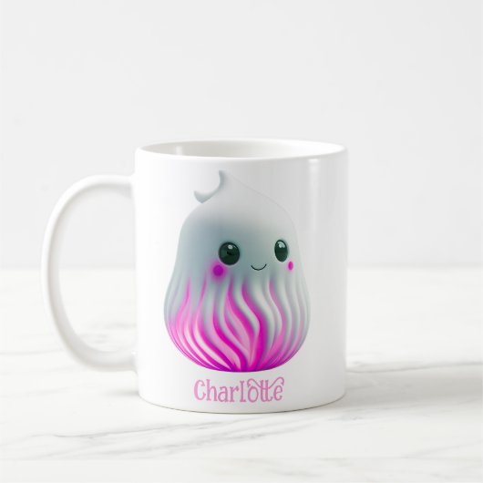 Niedlich Kawaii Ghost - Personalisiert mit Namen Kaffeetasse (Links)