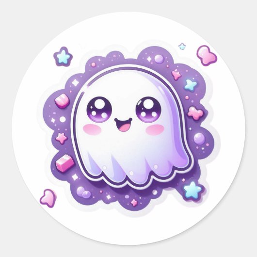 Niedlich Kawaii Ghost Sticker Pastel Spooky Hallow (Vorderseite)