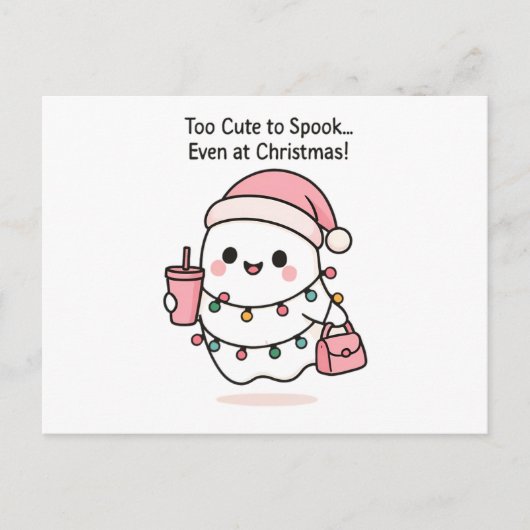 Niedlich Kawaii Ghost Weihnachten Postkarte (Vorderseite)