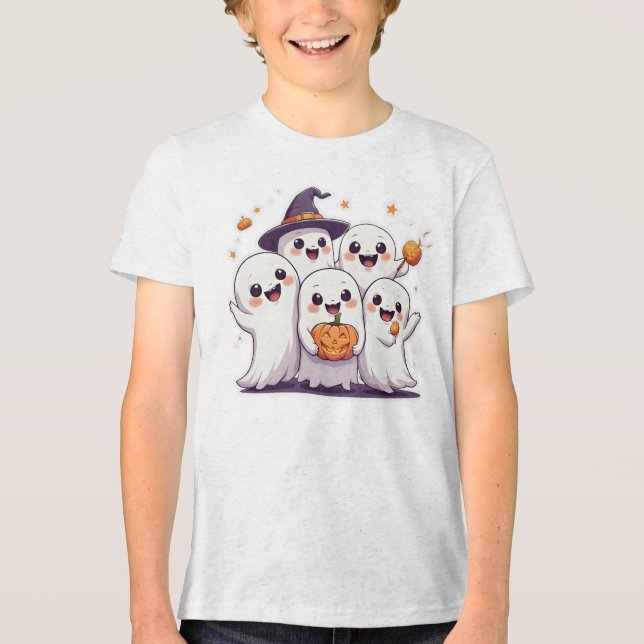 Niedlich Kawaii Ghosts Halloween T - Shirt (Vorderseite)