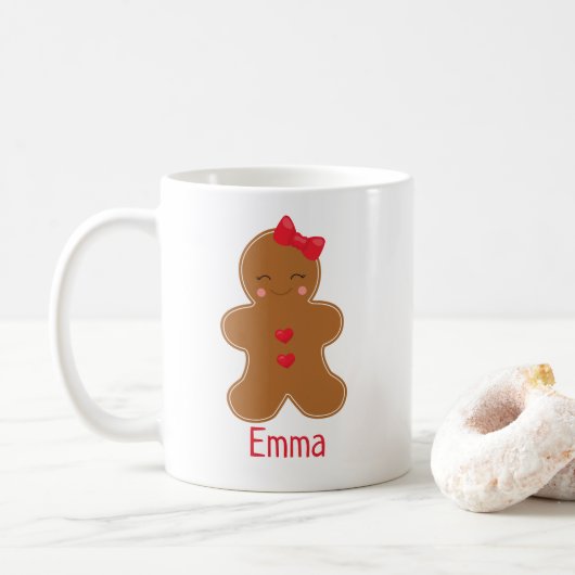 Niedlich Kawaii Gingerbread Personalisierte Tasse (Mit Donut)