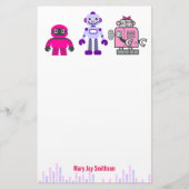Niedlich & Kawaii Girl's Pink Cyborgs Robot Briefpapier (Vorderseite)