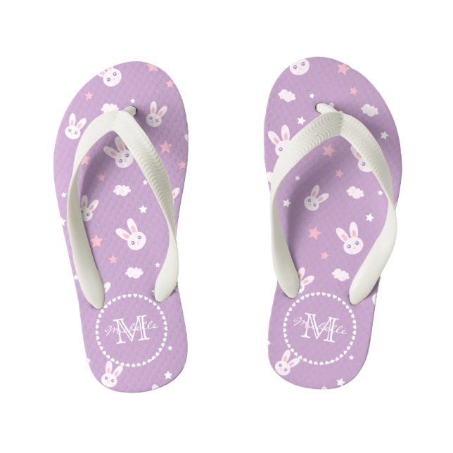 Niedlich Kawaii Girly Pink Bunny Rabbit Pastel Lil Kinderbadesandalen (Fußbett)