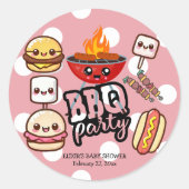 Niedlich Kawaii GRILLEN Party Babydusche Runder Aufkleber (Vorderseite)