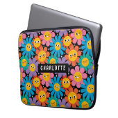 Niedlich Kawaii Groovy Daisy Personalisiert Name Laptopschutzhülle (Vorderseite Links)